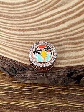 Pandora Nightfall Beach Rose Gold Plate Bead S925 Silver Charm